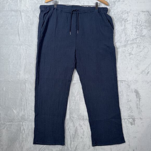 Quince Pants L Organic Cotton Gauze Straight Leg Black and Navy Lot of Two Pairs - Picture 7 of 16